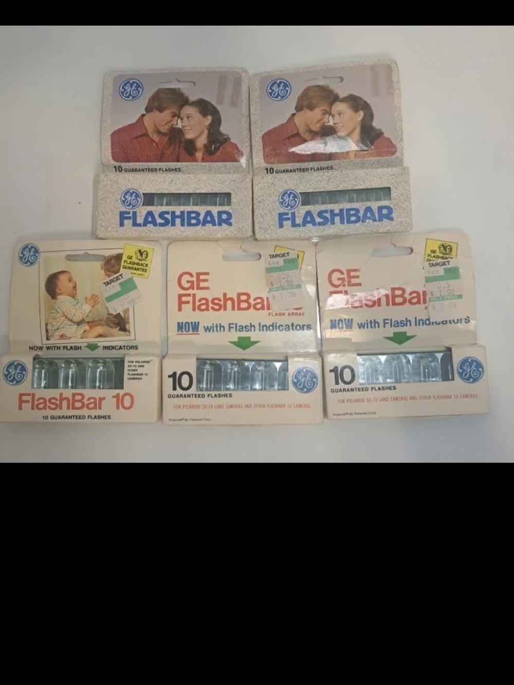 GE Flash Bar II Sealed Pack Polaroid SX-70 Cameras NOS-LOT OF 5 PKGS-Vintage